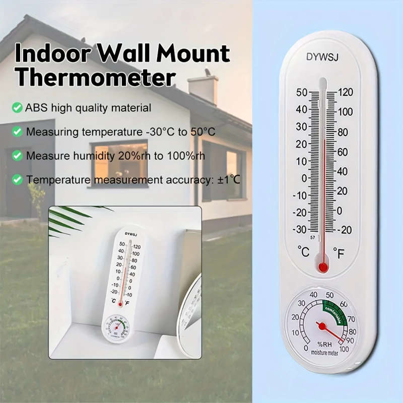 1pc 9Inch Wireless Indoor/Outdoor Thermometer Hygrometer Wall Mount Large Digital Display Accurate