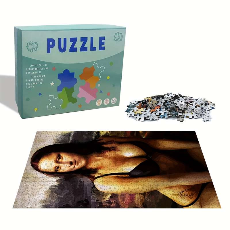 1000pcs Jigsaw Puzzle for Adults Families Funny Mona Lisa Artwork with Vibrant Co
