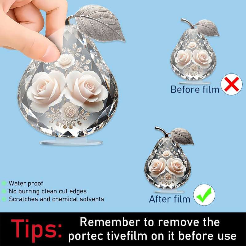 1pc 2D Flat   color high-definition printing  of artistic decorative acrylic pear-shaped