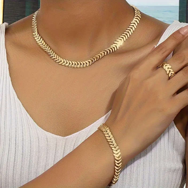 3pcs Women's Accessories Including A Necklace Bracelet And Ring
