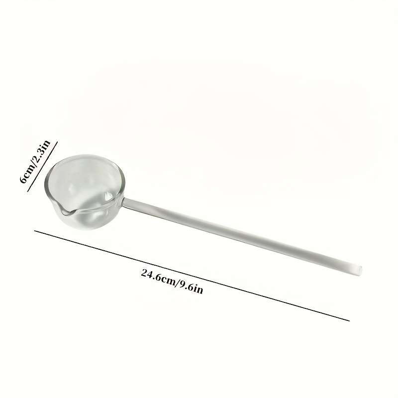 1pc Colorful Transparent Long Handle Glass Spoon High Borosilicate Heat Resistant Dessert Spoon