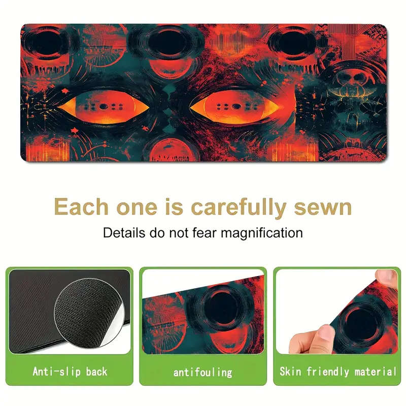 1pc 40x90cm Mythical Red Eye Artistic Rubber Non-Slip Mouse Pad Washable and Durable