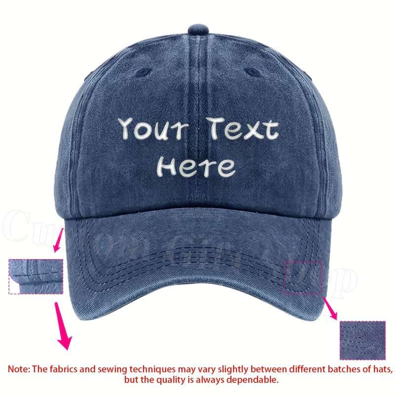 1pc A Washable Fabric Baseball Cap with a Chalk-Style Font That Allows for Custom Text Suitable fo