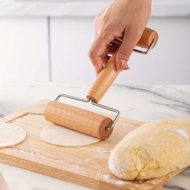 1pc Easy-Grip Dual-Ended Rolling Pin Stainless Steel Wood Perfect for Pizza Pie Cookies Dum