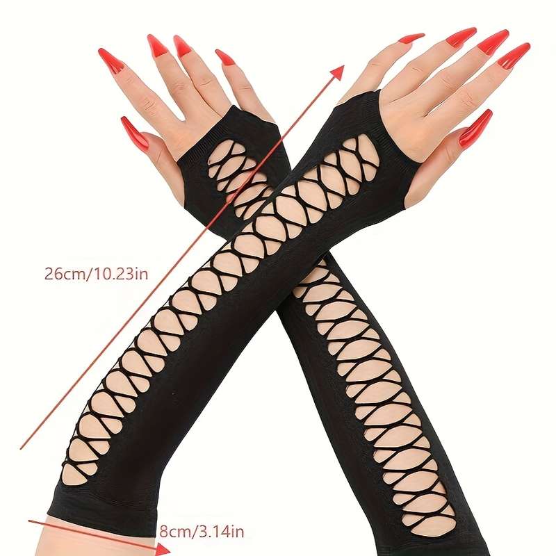 1 Pair Black Breathable Elastic Sleeve Covers Gloves