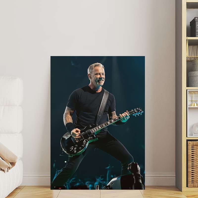 1pc  Frameless Canvas Print Iconic Black Guitarist Wall Art 30.48x45.72 cm Vibrant Live Perf
