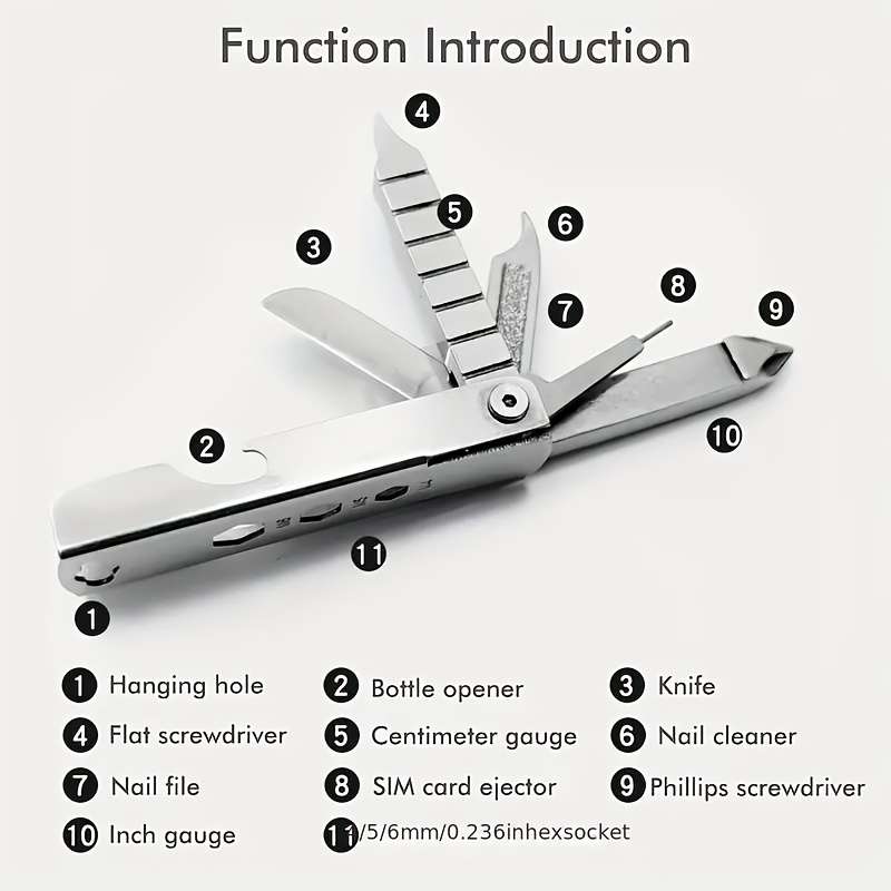 1pc 11-in-1 Multifunctional Portable Folding Tool Stainless Steel Pocket Tool with S