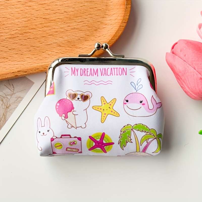 1pc Cute Cartoon Coin Purse Wallet Stylish Mini Storage Pouch for Lipstick Keys Cards Coins