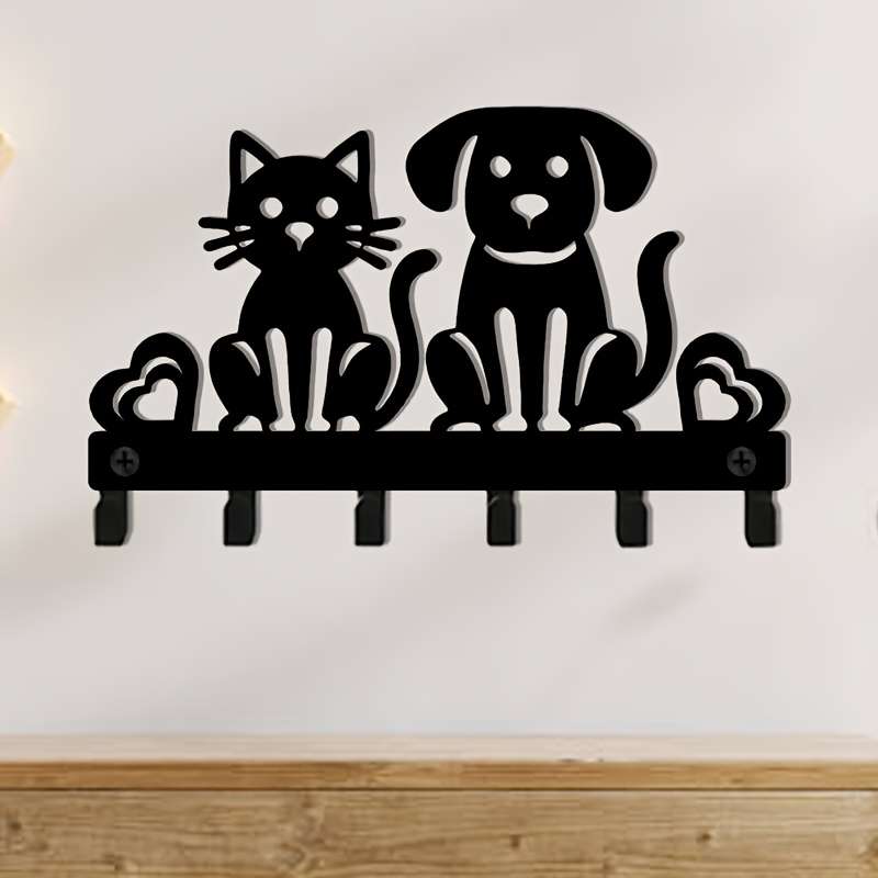 1 small cat and dog key hook wall mounted storage rack metal decorative hook decoration used for