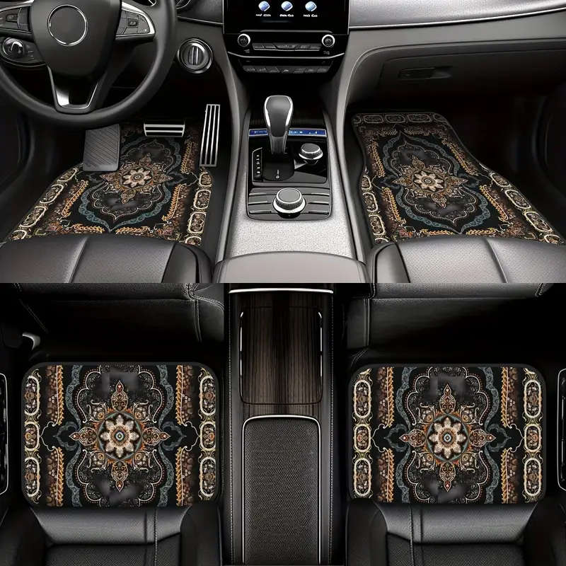 4pcs Bohemian Pattern European Ethnic Car Rubber Mats