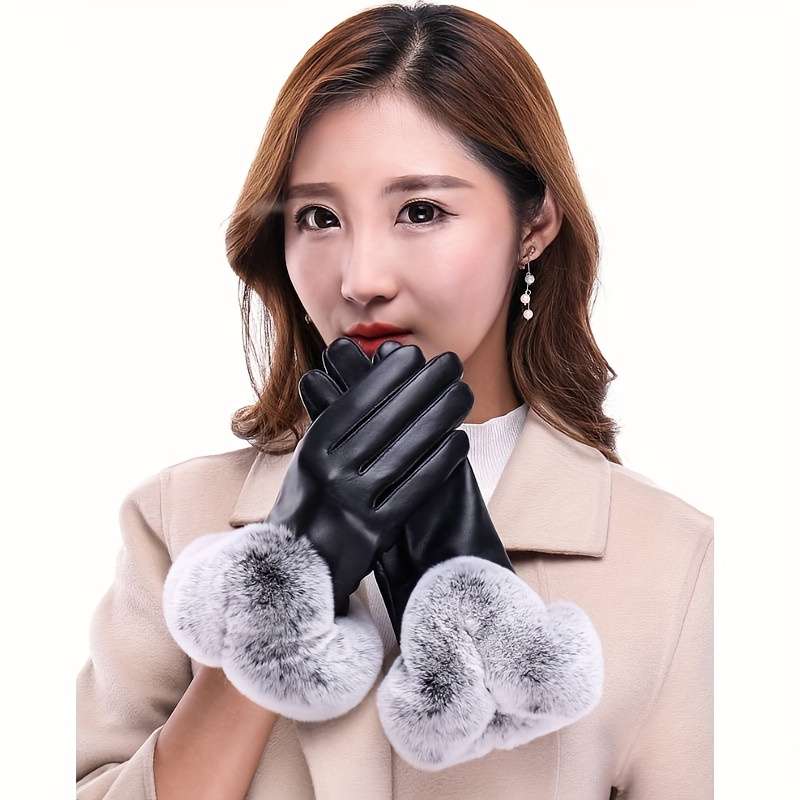 1 Pair Black One Size Warm Gloves
