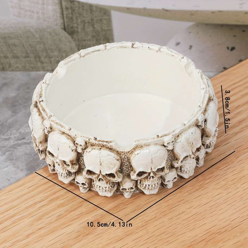 1pc Modern Round Skull Resin Craft Ornament Halloween Ghost Festival Atmosphere Decor No Elec