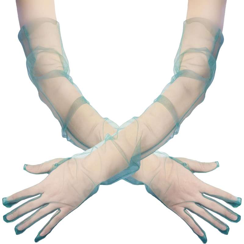 1 Pair Lake Blue Evening Party Gloves