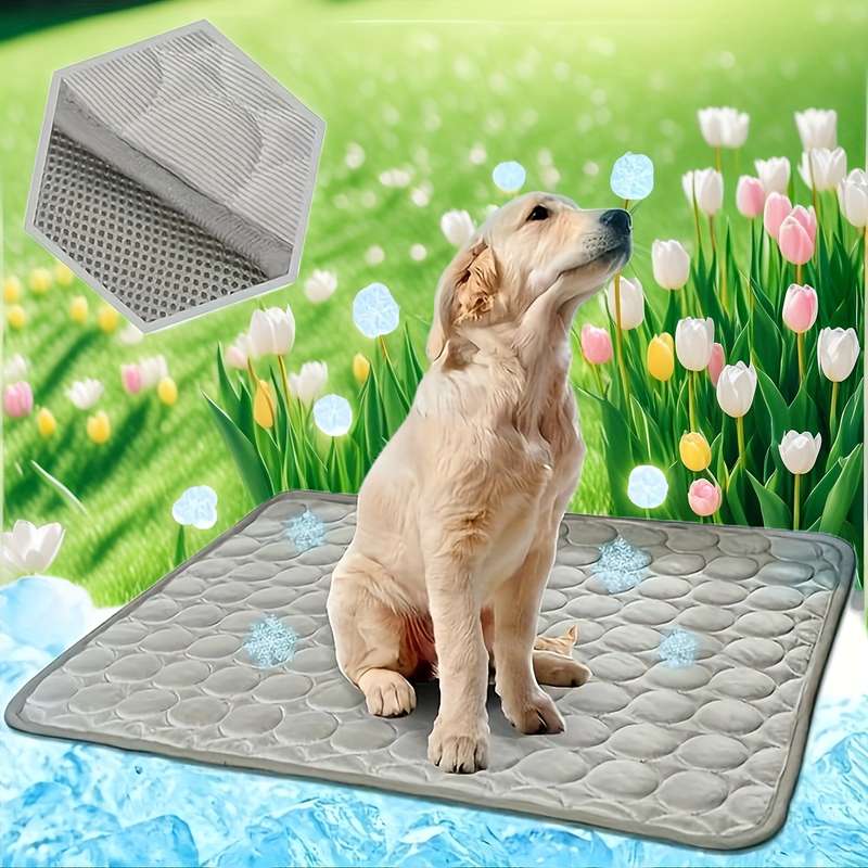 1PC Pet Mat Ice Sliky Fiber Fabric Cooling Mat Coffee Color Size XS 40x30cm 60g