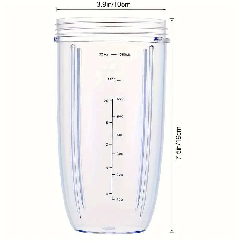 1pc Clear Plastic Blender Cup with Flip-Top Lid Compatible with Nutribullet 600W 900W Models Food-Sa