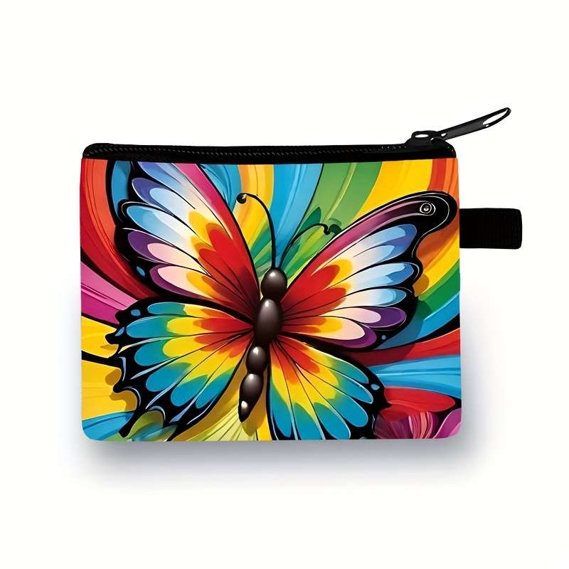 1pc Butterfly Print Polyester Coin Purse Casual Style Women's Wallet with Key Card Slot