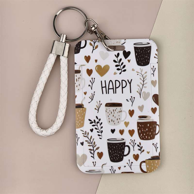 1pc One Pack Coffee Print Series Doctor Nurse Card Holder Bus Card Holder Campus Student ID Card Ho