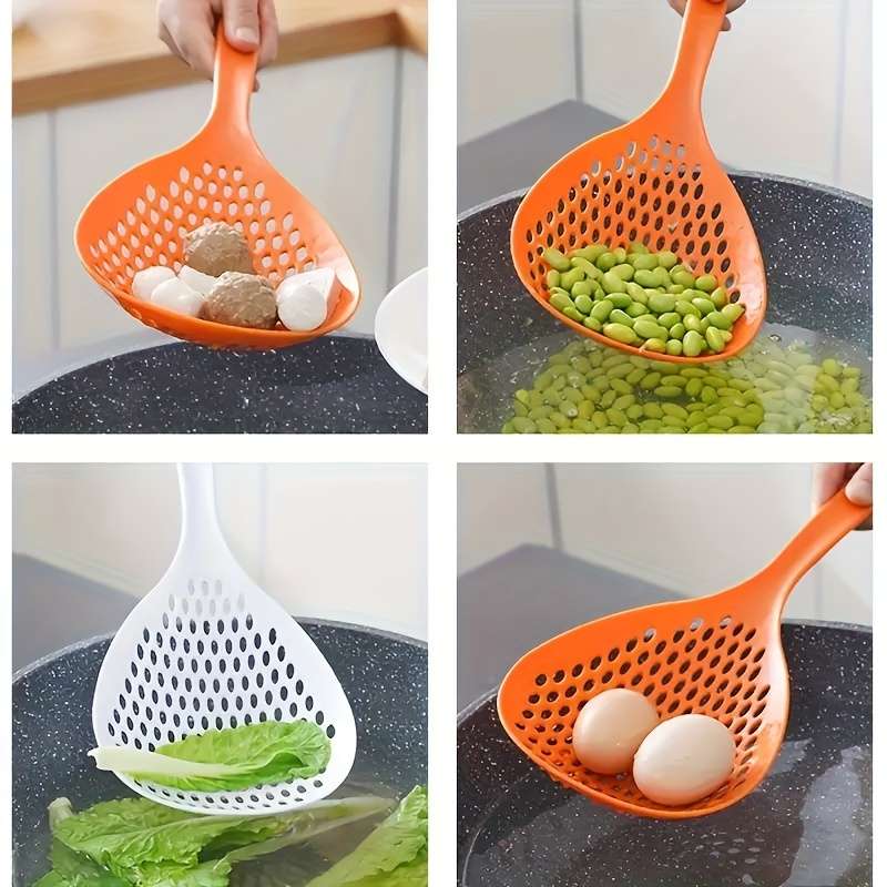 1pc Colander Spoon Scoop Colander Strainer Slotted Spoon Plastic Large Noodle Spoon Scoop