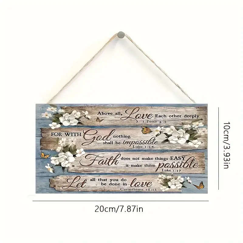 1pc Inspirational Scripture Verses with Floral Wood Wall Art Ideal for Home, Living Room Bedroom Dec