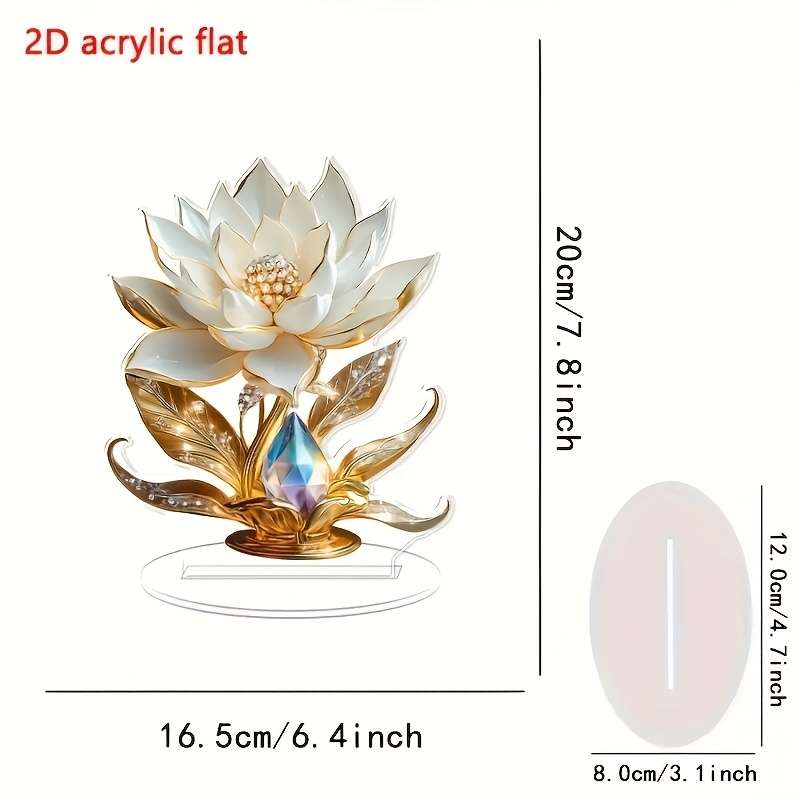 1pc 2D Flat  Elegant  Acrylic for Lotus Flower Display Stand Bohemian Style Desktop Decor with