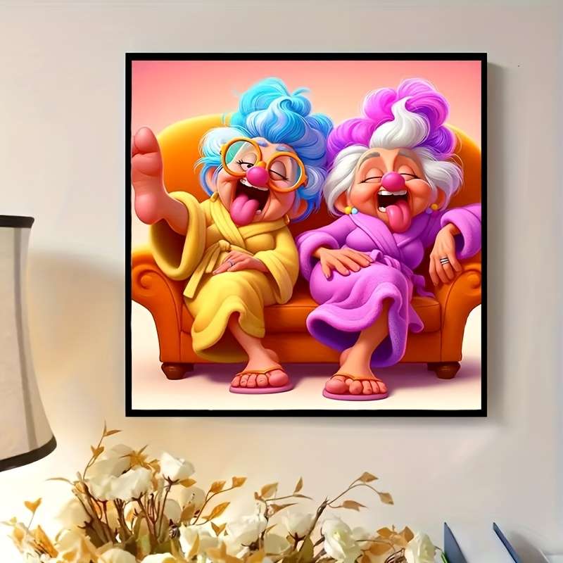 1000pcs Cartoon Grandma Jumbo Jigsaw Puzzle Vibrant Mixed Colors Intermediate Skil