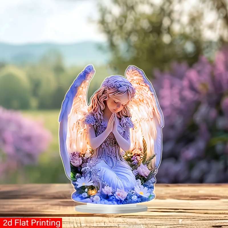 1pc 2D Flat    Print Bohemian Style 20.07x14.99 cm Acrylic Desktop Decoration with Base Mu