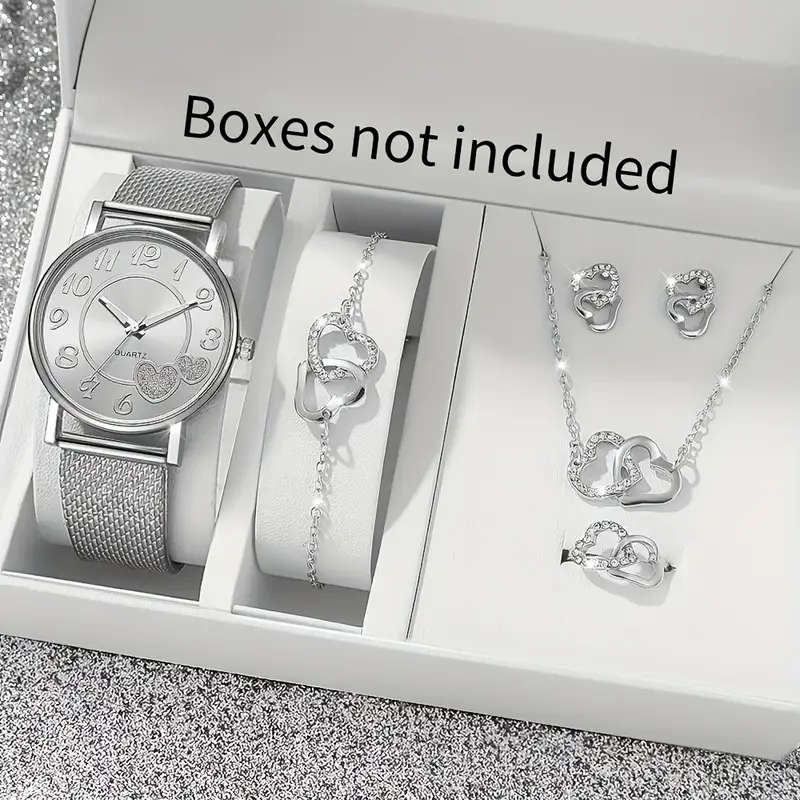 Fashionable 6-Piece Digital Dial Women's Quartz Watch Set