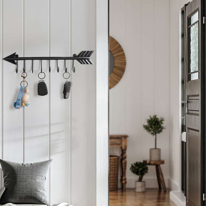 2pcs Modern Metal Key Holder Rack Wall-Mounted Key Organizer Hooks Easy Install Fashionable Entr