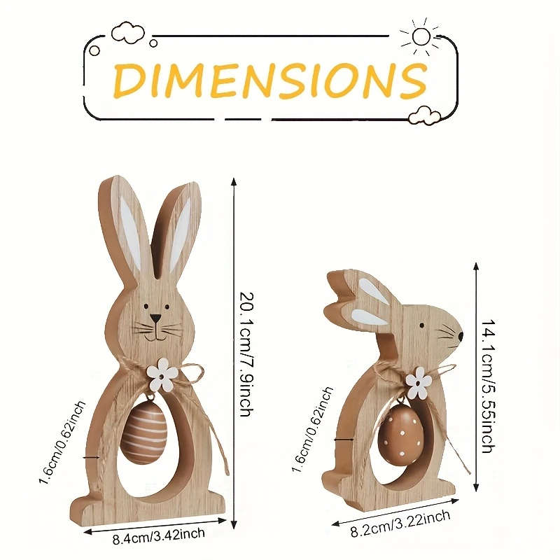 2pcs Wooden Bunny