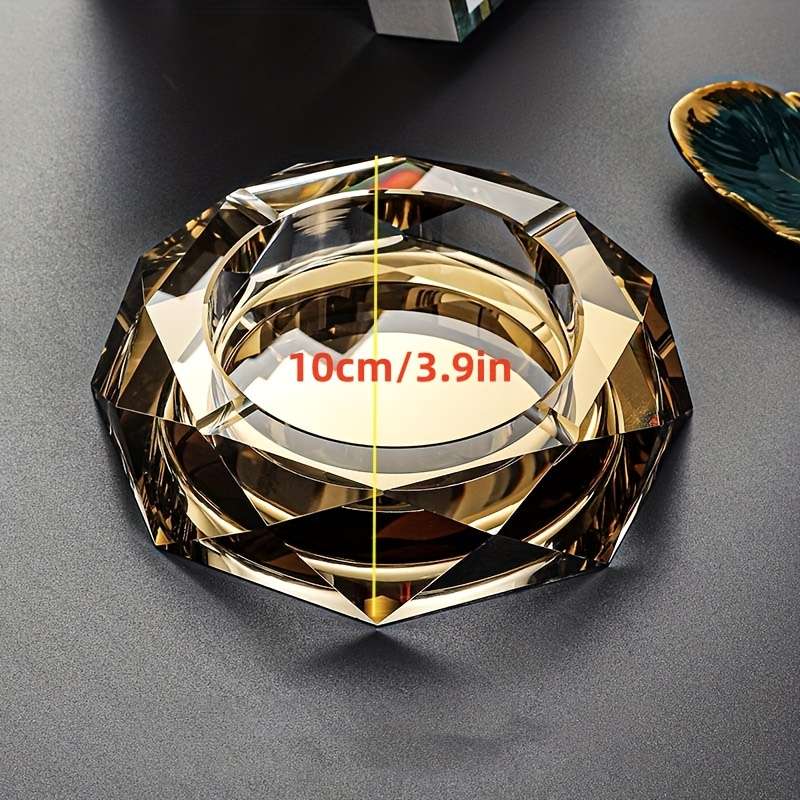 1pc Glass Ashtray Clear Crystal Glass Ashtray For Indoor And Outdoor Creative Large Octagonal Bla