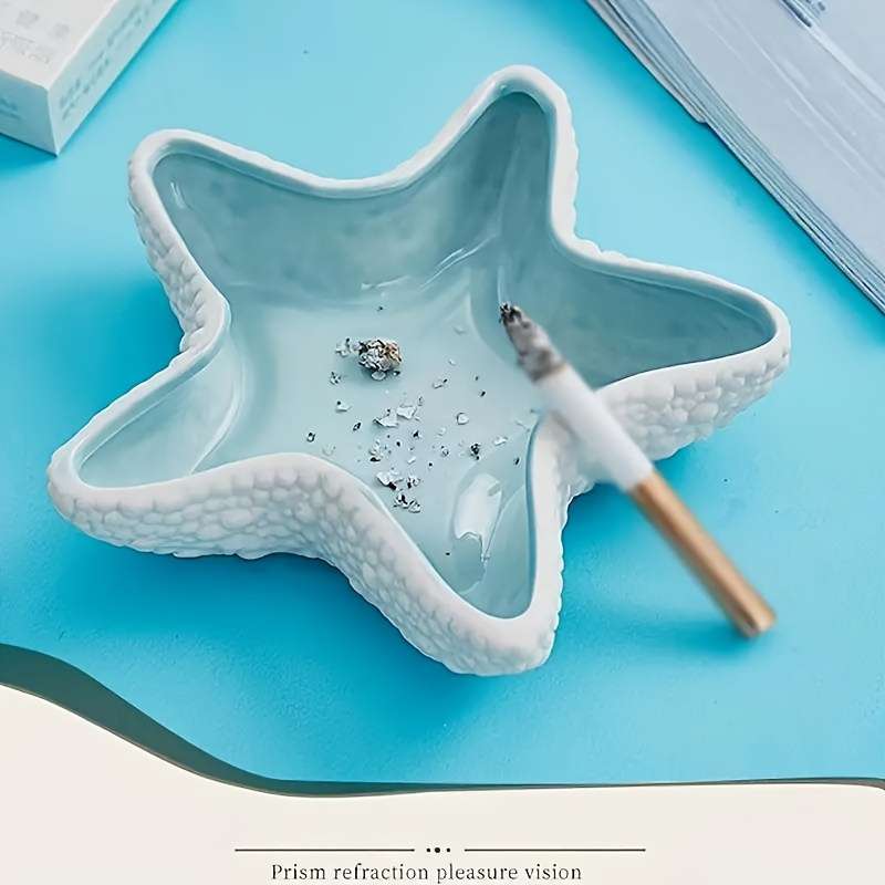1pc Ocean-Themed Ceramic Starfish Ashtray Handcrafted Nautical Decor with Realistic Sea Textur