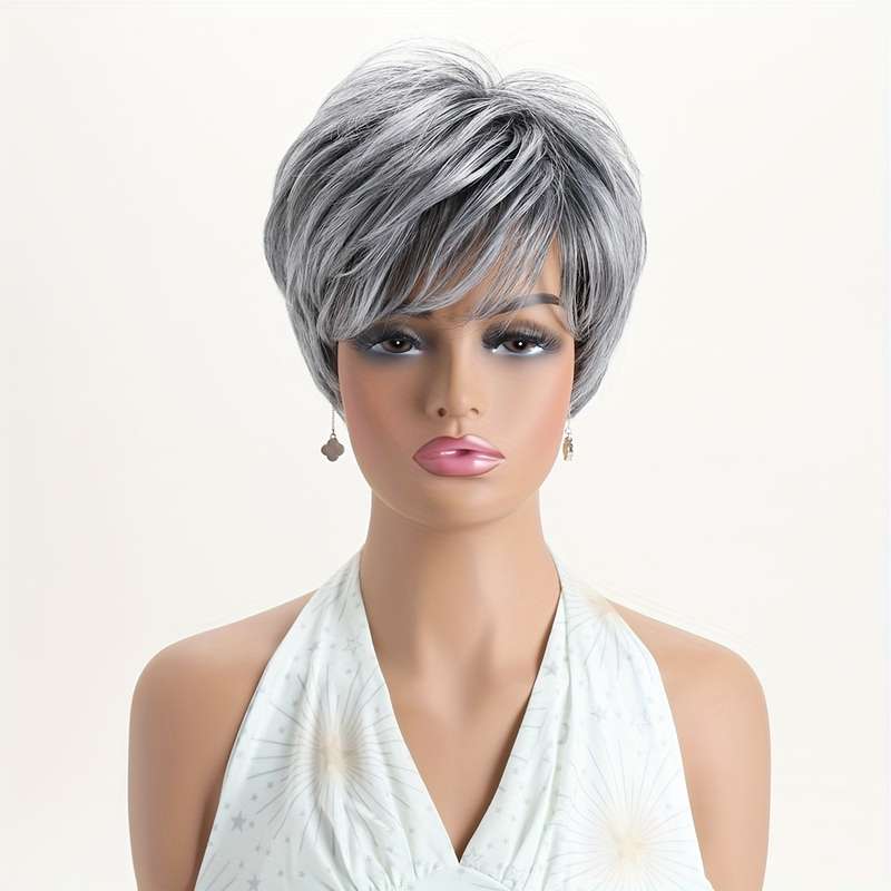 1Pc Silvery Gray 25.4cm Fashion Design Wig