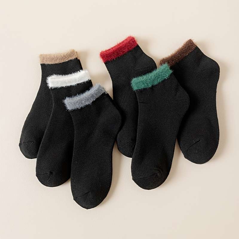 6 Pairs Of Mixed Colors Asian One Size High Elastic Socks