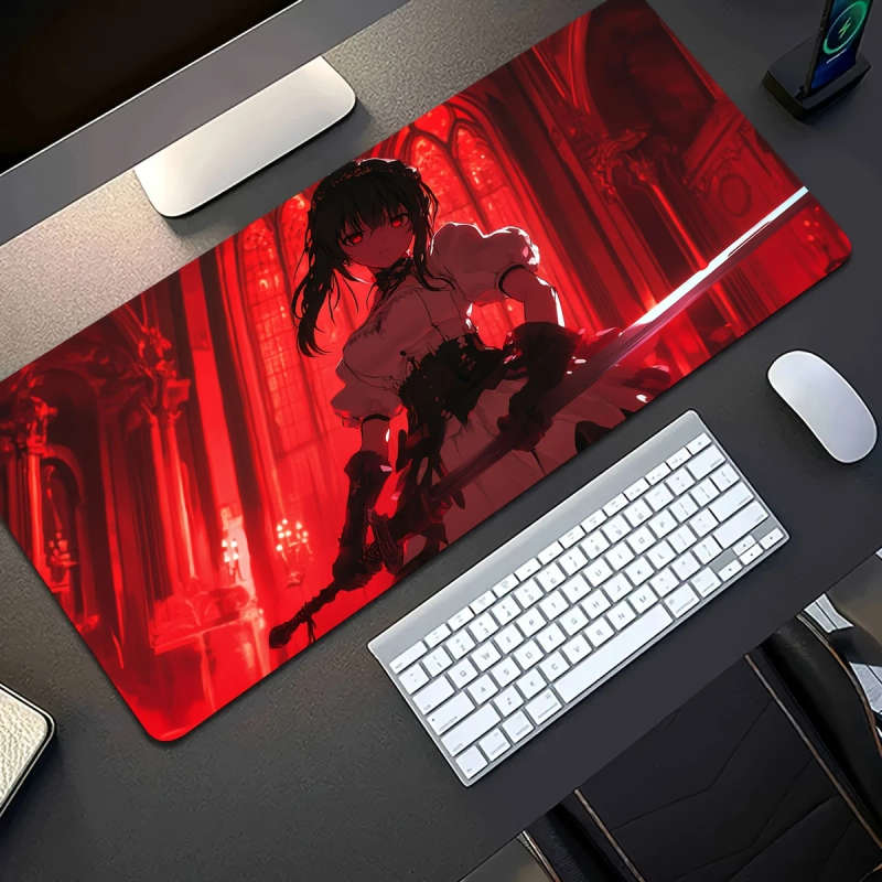 1pc 40x90cm Red Sword Dark Girl Mouse Pad Soft Feel Office Desk Accessory