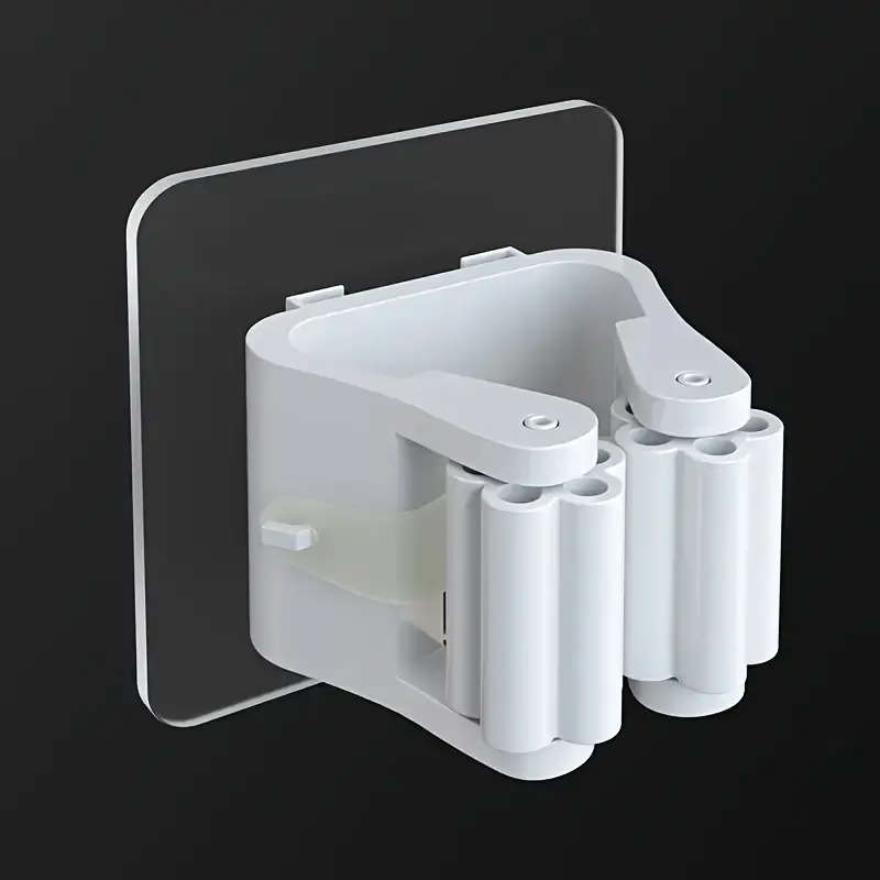 1pc Easy-Install Wall-Mounted Mop and Broom Holder Space-Saving Plastic Storage Rack