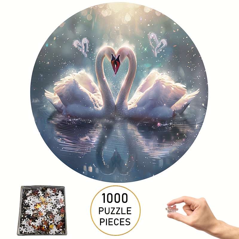 1000pcs Romantic Swans Puzzle 66.04x66.04cm White Card Multicolor Stress-Relievi