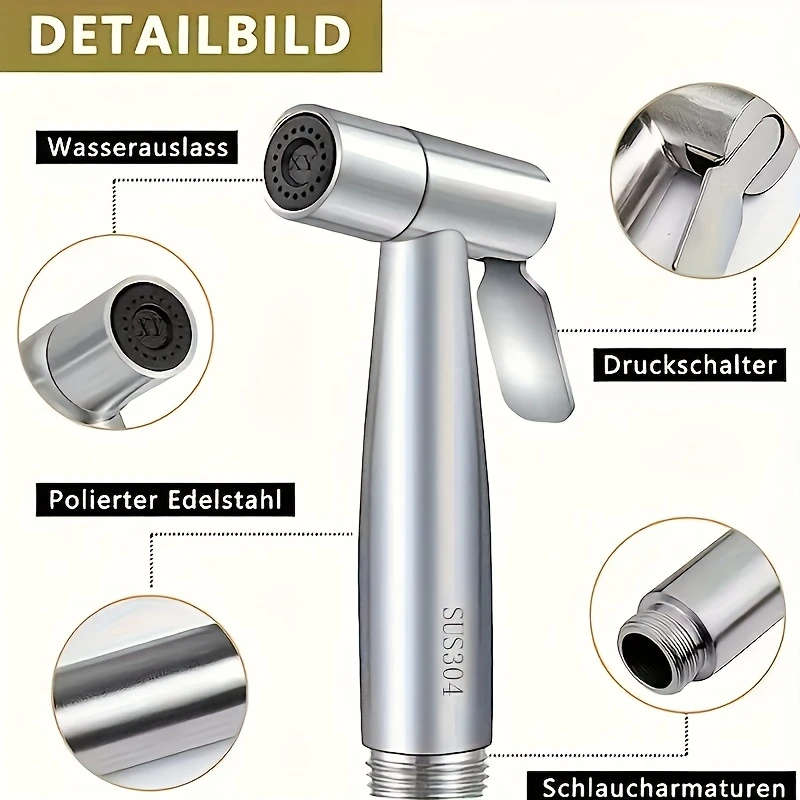 3Pcs Set Luxury Stainless Steel High Pressure Handheld Showerhead Set With Bidet Toilet Sprayer And