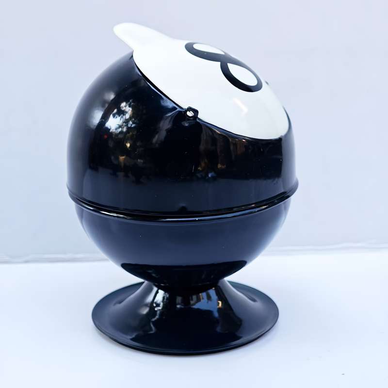 1pc Classic Metal Ashtray with Lid Round Creative Design No Electricity Needed Ideal for Bed