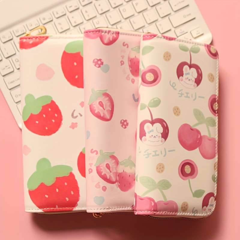 1pc Fruit Pattern Zipper Wallet Large Capacity Multi-Card Slot Lightweight Synthetic Faux Leat