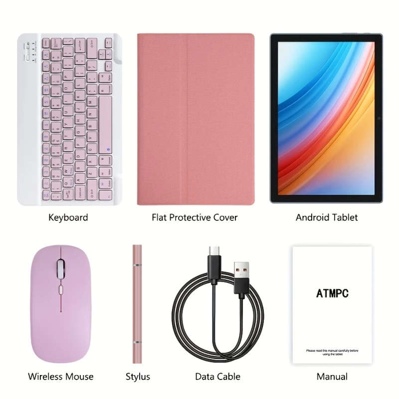 10.1 Inch 2 In 1 Tablet With Keyboard, Mouse, Case, Stylus, 128Gb Rom 12Gb 4Gb+8Gb