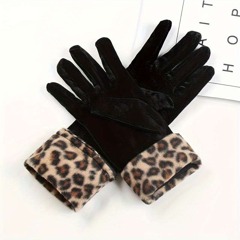 1 Pair Leopard Warm Gloves