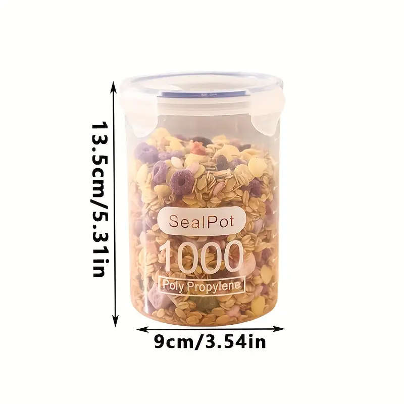 4pcs 1000ml/33.82oz Airtight Flip Top Clear Plastic Jars