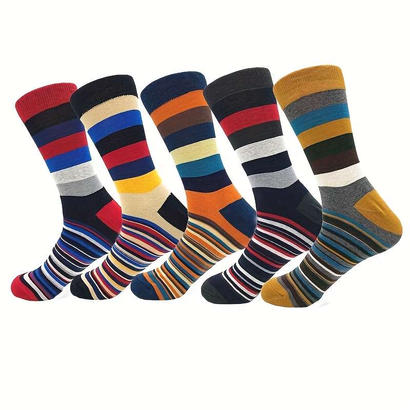 5 Pairs Of Mixed Colors One Size High Elastic Socks