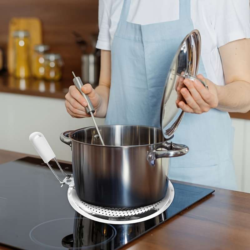 1pc Durable Stainless Steel Pot Holder Stand Double-Layer Thermal Conductive Kitchen Storage