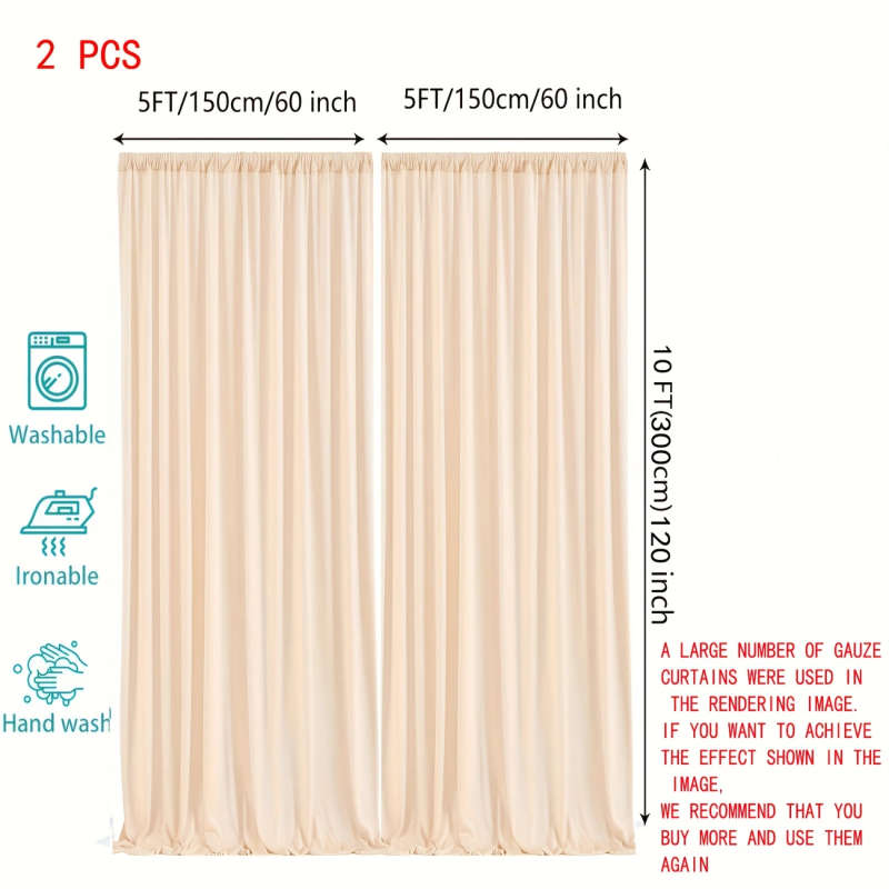 2 Pieces Elegant Ivory Drape Curtains