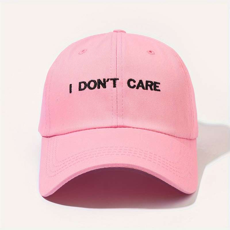 1pc I DON'T CARE Embroidery Sun Protection Baseball Cap Unisex Outdoor Casual Vacation Headwear