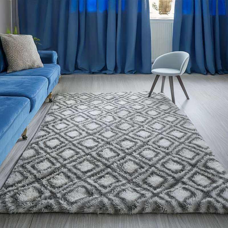 1Pc White background gray square 120x160cm 47.24x62.99inch Floor Mat