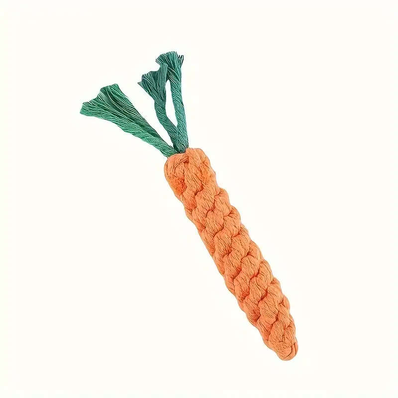 1pcs Durable Dog Chew Toy Carrot Design Braided Fabric Rope for Teeth Grinding and Interactive Play