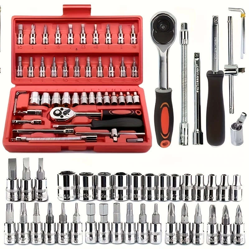 Ratchet wrench set 46 pieces with box