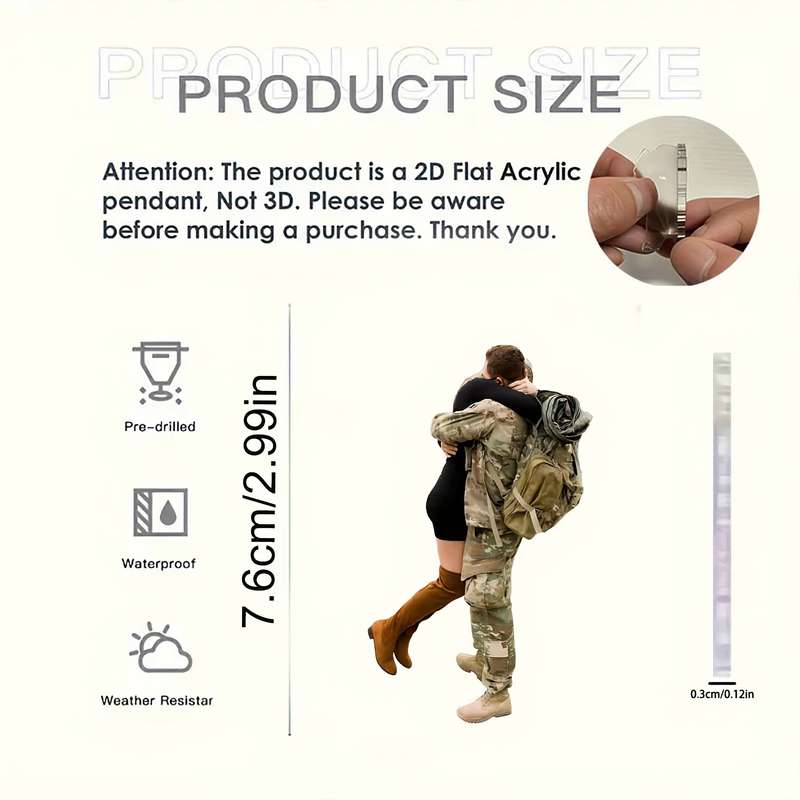 1pc 2D Flat   Acrylic Military Couple Car Mirror Hanging Ornament Romantic Soldier civil